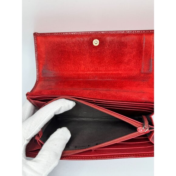 Gucci Red Patent Leather GG Nice Monogram Wallet with  COA - Picture 13 of 16